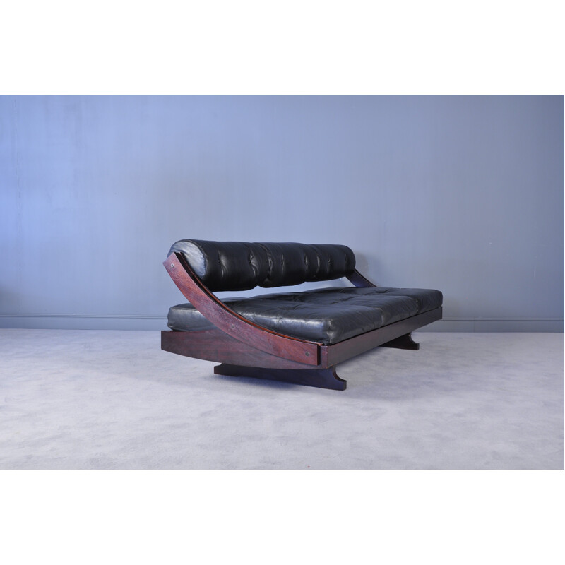 Black leather sofa model GS-195 by Gianni Songia for Sormani - 1960s