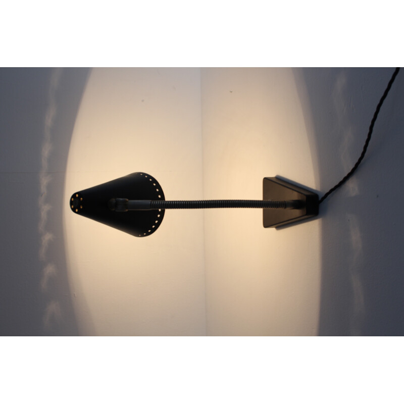 Black metal table lamp with swan neck by H.Busquet for Hala - 1960s