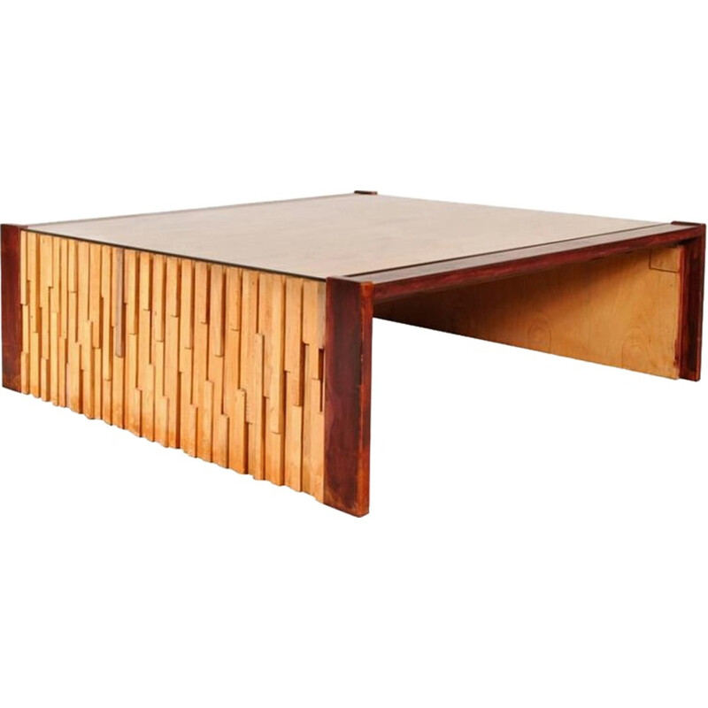 Mesa de centro vintage de madera dura de Percival Lafer, Brasil 1960