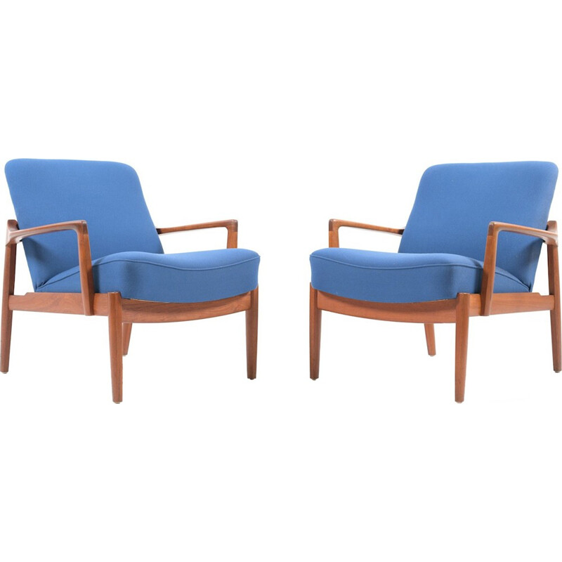 Pair of teak wooden armchairs by Edvard & Tove Kindt-Larsen for France & Daverkosen - 1950s