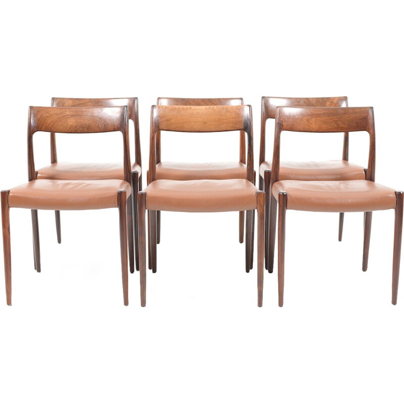 Set of 6 dining chairs model n° 77 in rosewood by Niels O. Møller for J.L. Møllers Møbelfabrik - 1960s