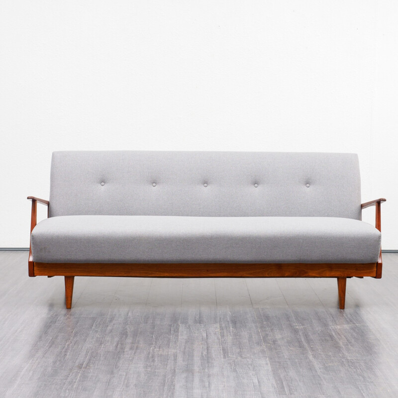 Vintage teak reupholstered sofa - 1960s