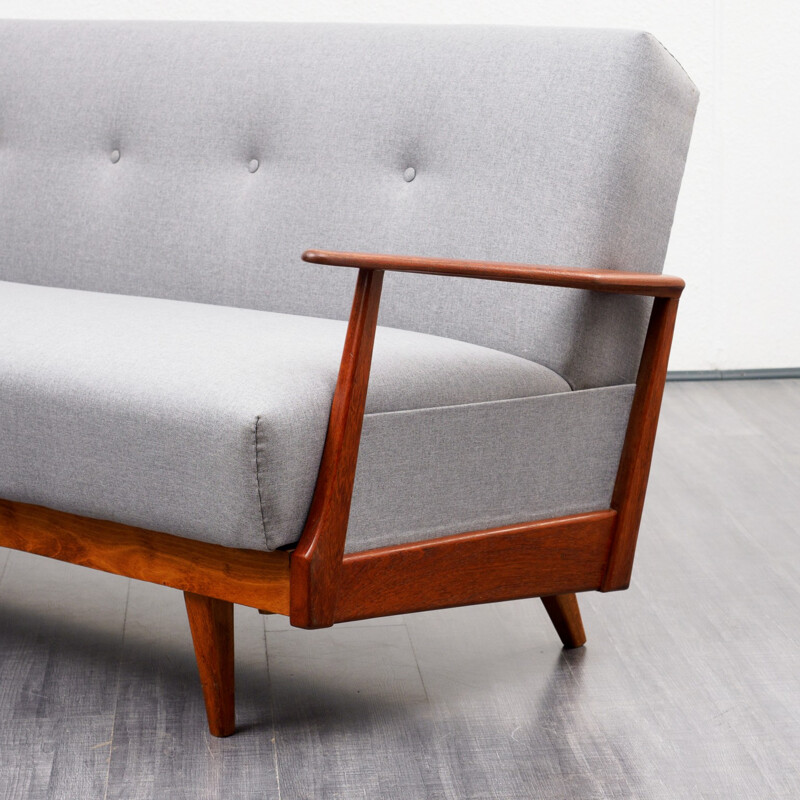 Vintage teak reupholstered sofa - 1960s