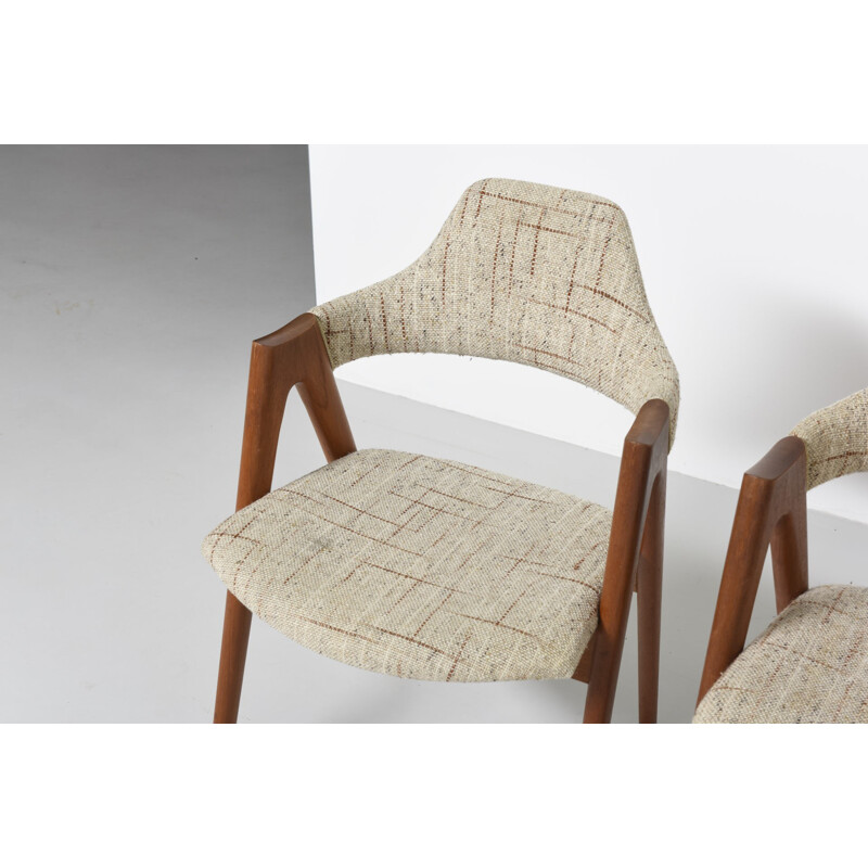 Set of 4 'Compass' chairs made of teak by Kai Kristiansen for SVA Mobler - 1950s