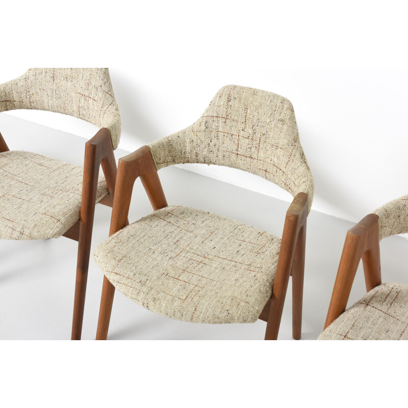 Set of 4 'Compass' chairs made of teak by Kai Kristiansen for SVA Mobler - 1950s