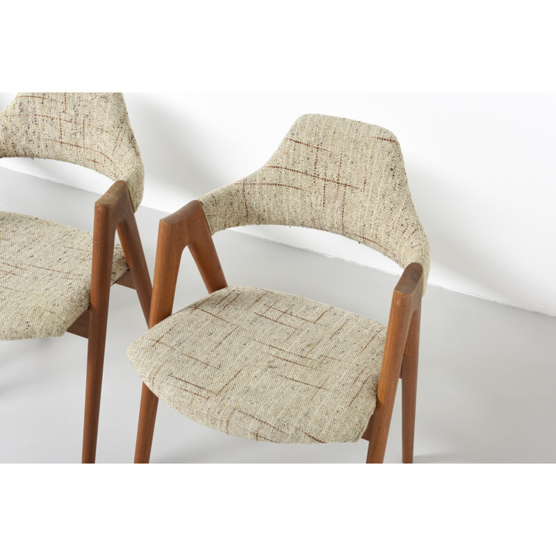Set of 4 'Compass' chairs made of teak by Kai Kristiansen for SVA Mobler - 1950s