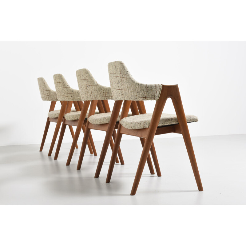 Set of 4 'Compass' chairs made of teak by Kai Kristiansen for SVA Mobler - 1950s