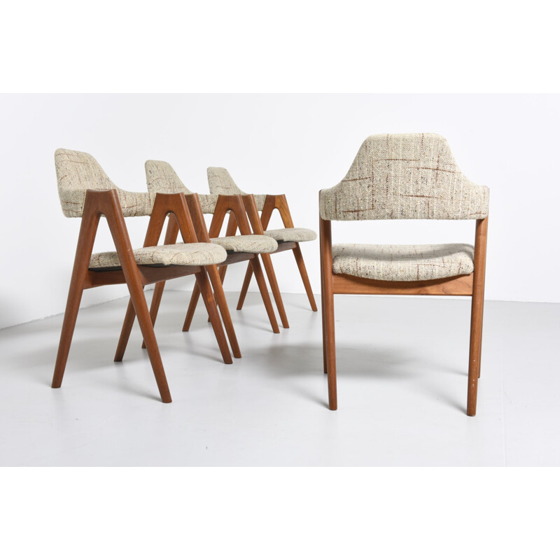 Set of 4 'Compass' chairs made of teak by Kai Kristiansen for SVA Mobler - 1950s