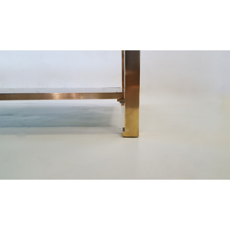 Table basse en verre et laiton par Guy Lefèvre pour Maison Jansen - 1970