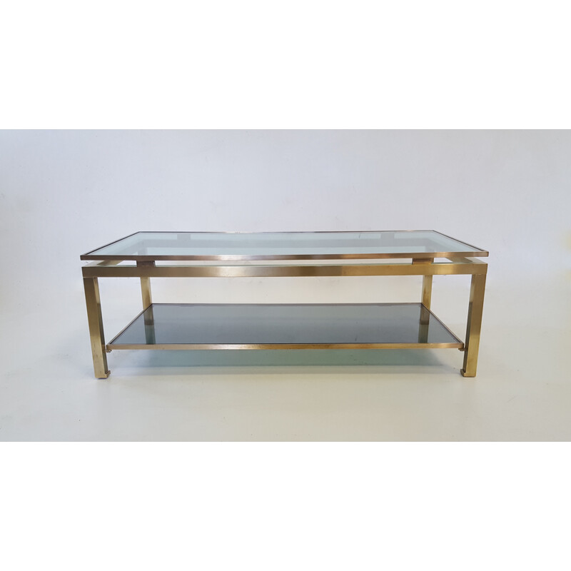 Coffee table in glass and brass by Guy Lefèvre for Jansen House - 1970s