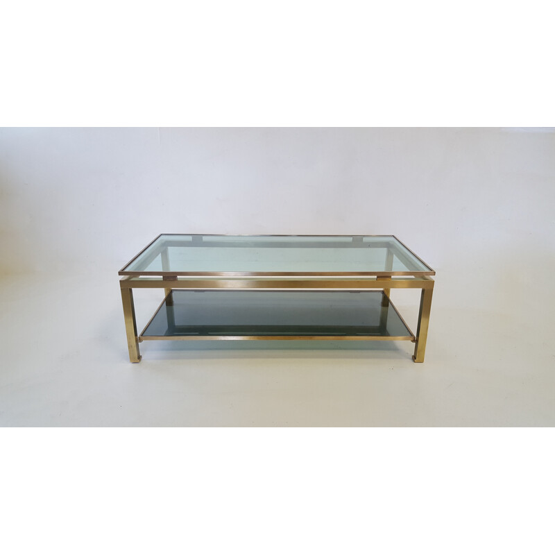 Coffee table in glass and brass by Guy Lefèvre for Jansen House - 1970s