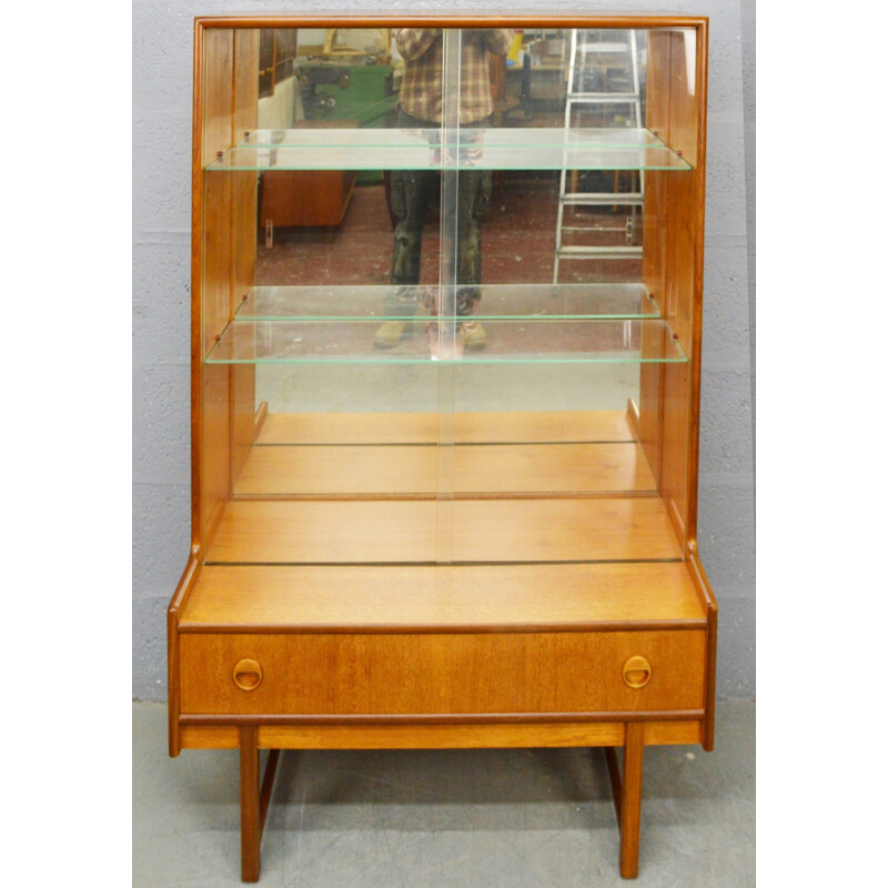 Vintage cabinetbookcase in glass and teak by Turnidge - 1960s