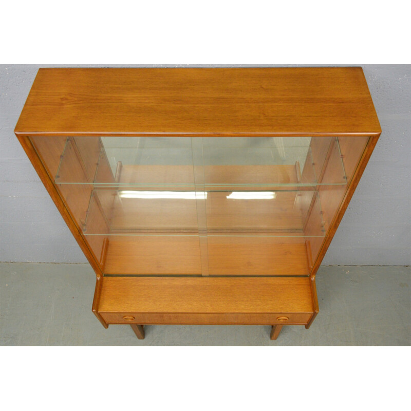 Vintage cabinetbookcase in glass and teak by Turnidge - 1960s