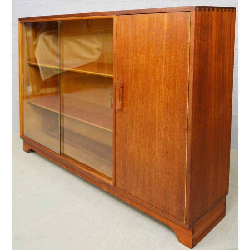 Vintage teak and glass display cabinetbookcase - 1960s