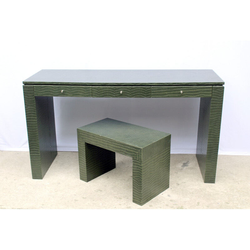 Desk and stool in imitation crocodile - 1970s