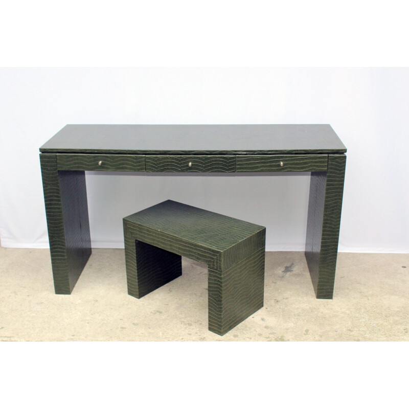 Desk and stool in imitation crocodile - 1970s