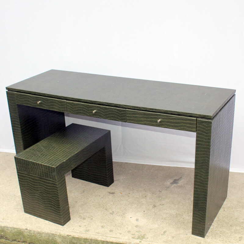 Desk and stool in imitation crocodile - 1970s