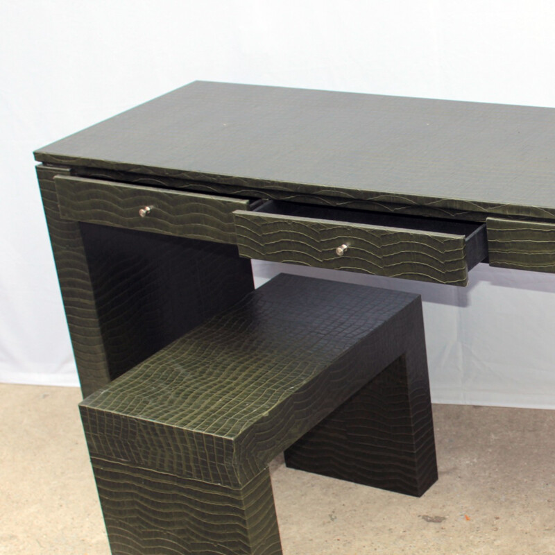 Desk and stool in imitation crocodile - 1970s