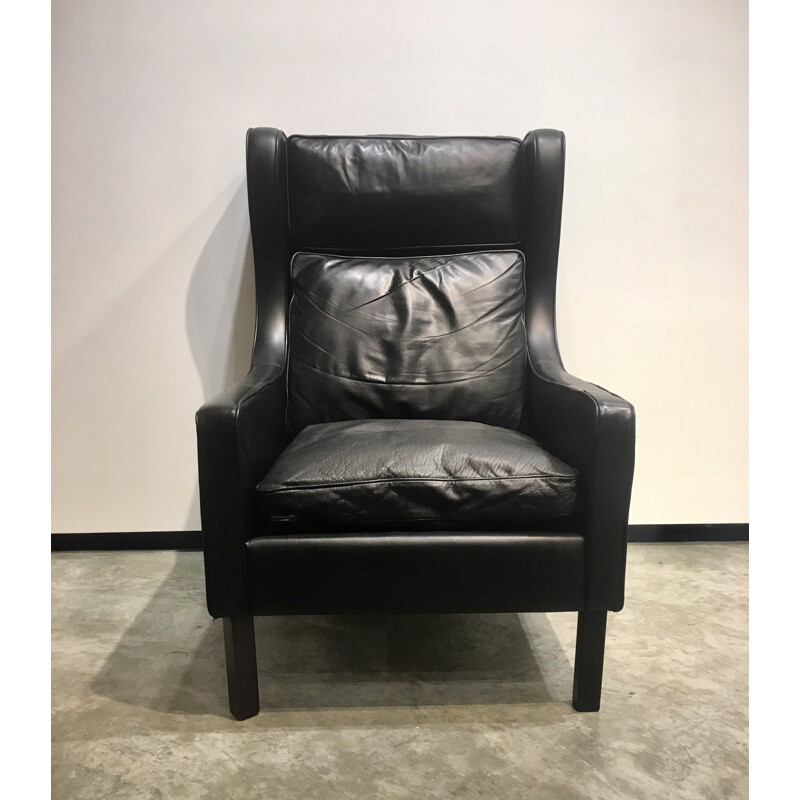 Armchair in black leather - 1960s
