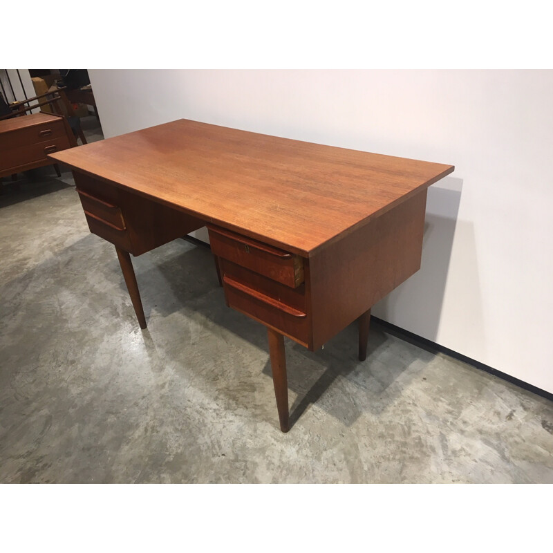 Vintage desk in teak with 6 drawers - 1960s