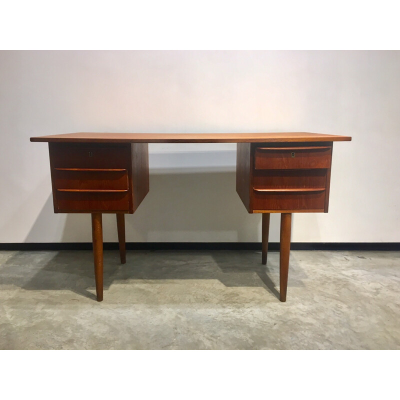 Vintage desk in teak with 6 drawers - 1960s