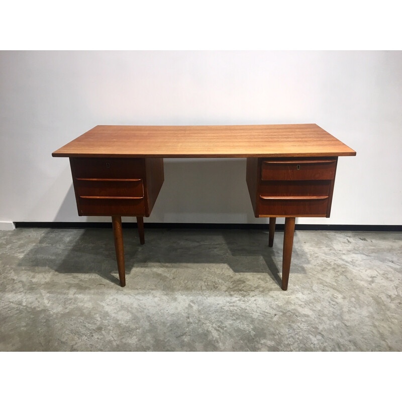 Vintage desk in teak with 6 drawers - 1960s