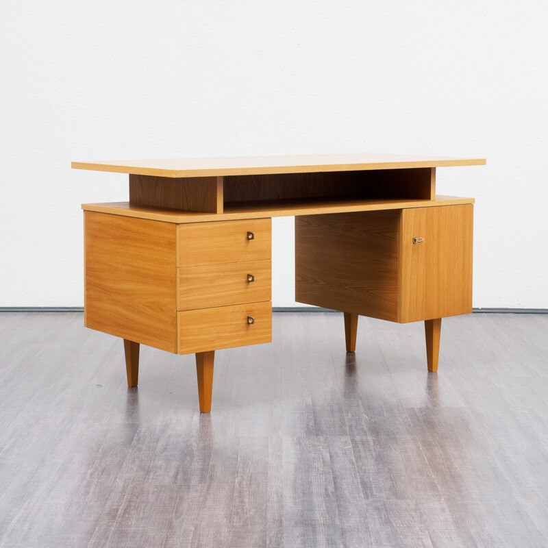Cubic desk in elm wood - 1960s
