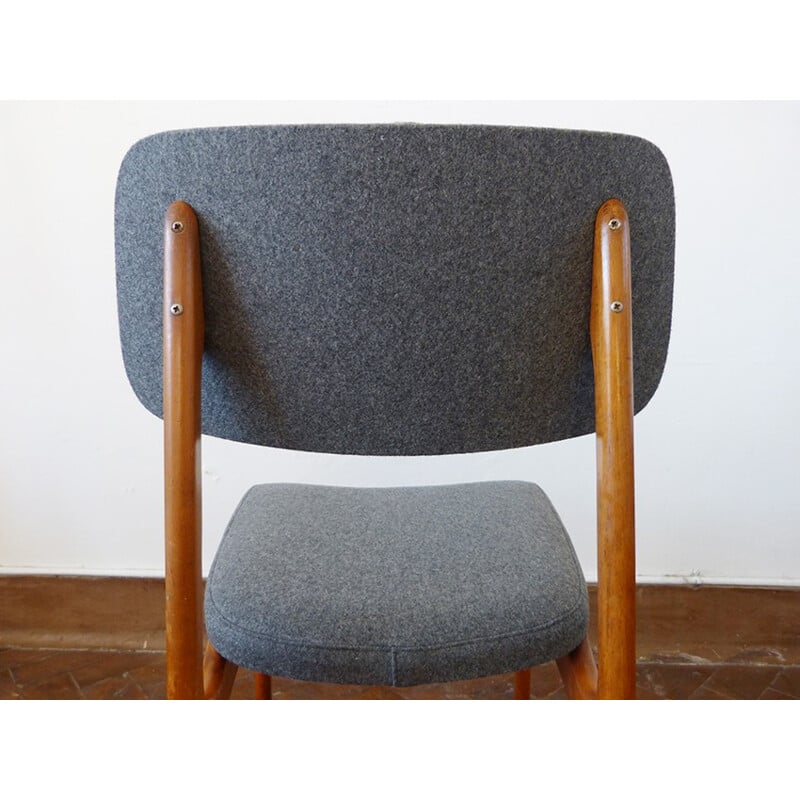 Set of 4 scandinavian chairs in oak and wool - 1960s
