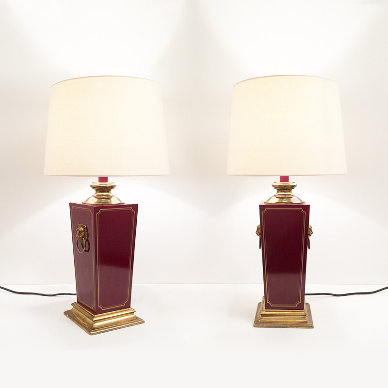Suite von 2 Tischlampen aus Messing und Kunststoff - 1960