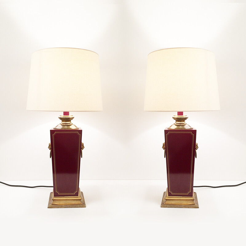 Conjunto de 2 lámparas de mesa de latón y plástico - 1960