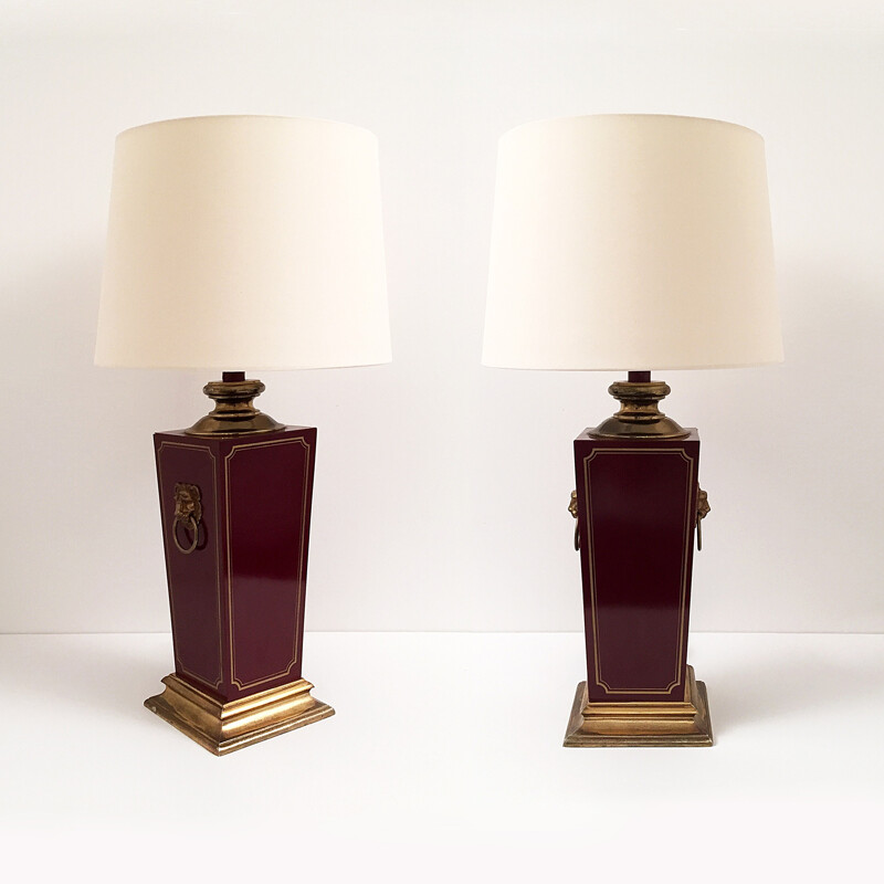 Serie van 2 messing en kunststof tafellampen - 1960