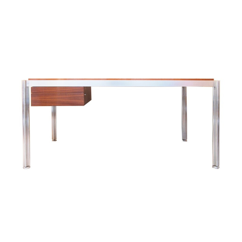 Aluminium and wood desk by Georges Ciancimino for Mobilier International - 1970s