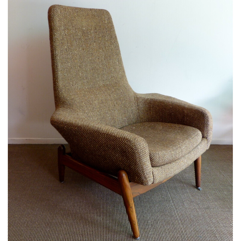 Armchair in Scottish woollen fabric, Ib KOFOD LARSEN - 1950s 