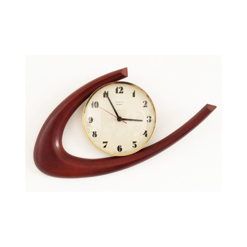 French mahogany boomerang clock - 1960s