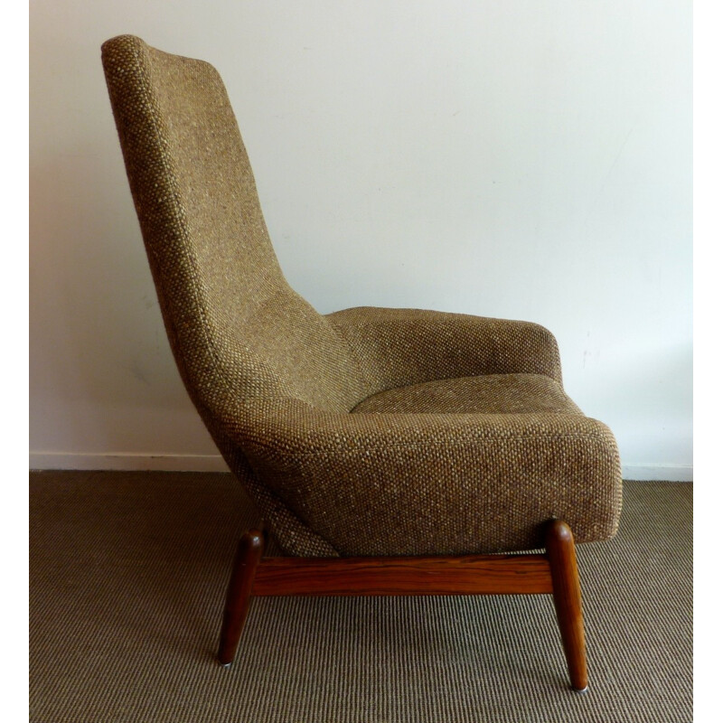 Armchair in Scottish woollen fabric, Ib KOFOD LARSEN - 1950s 