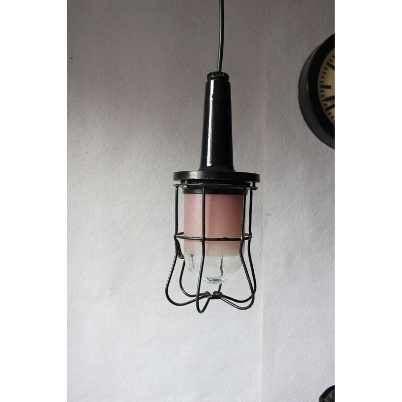 Vintage Industrial Hanging Lamp from Prodryn - 1970s 