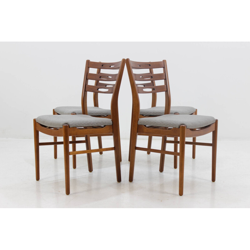 Suite van vier Deense teakhouten stoelen - 1960