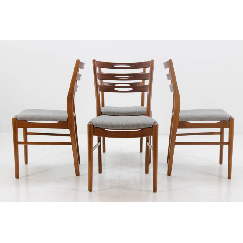 Suite van vier Deense teakhouten stoelen - 1960