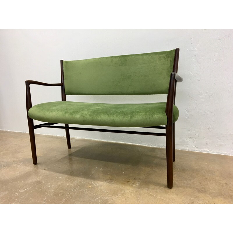 Reupholstered Danish Two Seat Bench - 1950s