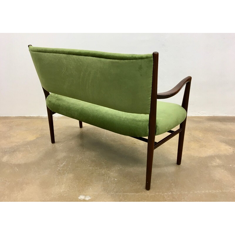 Reupholstered Danish Two Seat Bench - 1950s