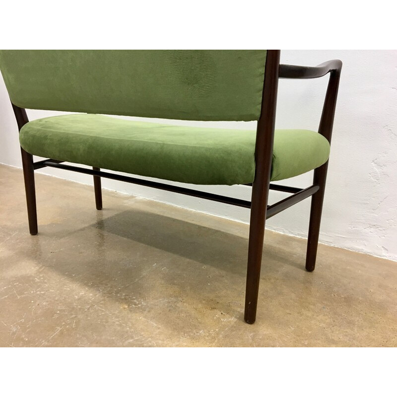 Reupholstered Danish Two Seat Bench - 1950s