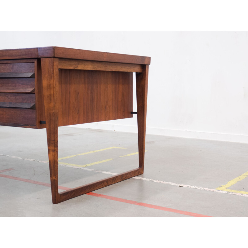 Free standing rosewood desk by Kai Kristiansen for Feldballes Møbelfabrik - 1950s