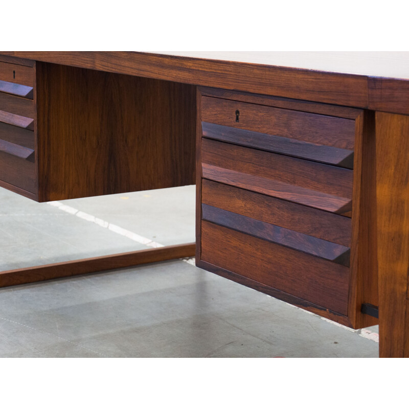 Free standing rosewood desk by Kai Kristiansen for Feldballes Møbelfabrik - 1950s