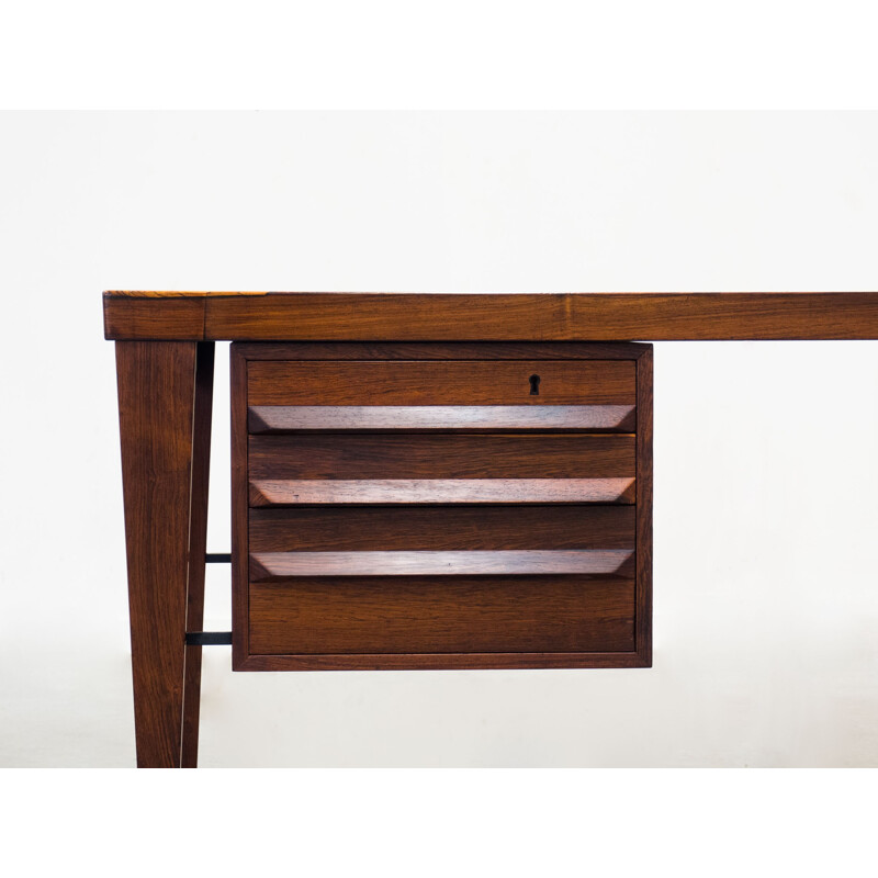 Free standing rosewood desk by Kai Kristiansen for Feldballes Møbelfabrik - 1950s