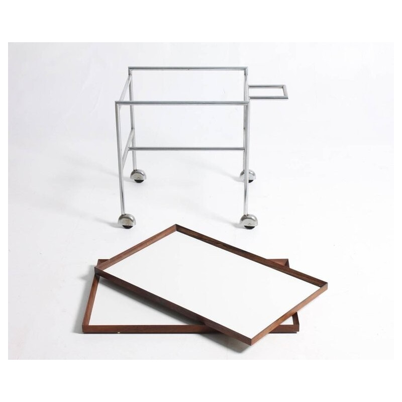 Vintage trolley in metal and rosewood by Poul Nørreklit - 1960s