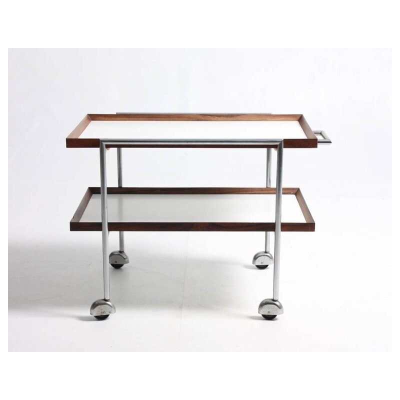 Vintage trolley in metal and rosewood by Poul Nørreklit - 1960s