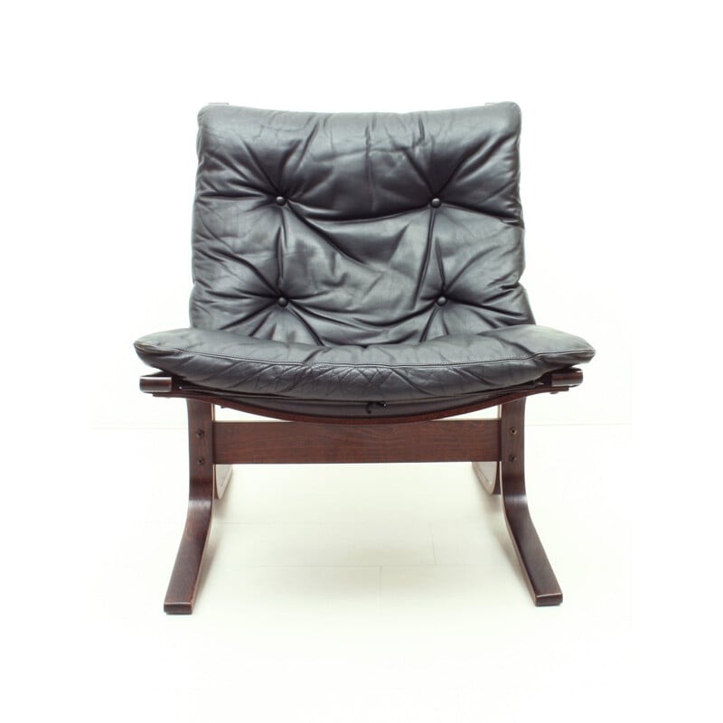 Fauteuil "Siesta" en contreplaqué et en cuir norvégien par Ingmar Relling pour Westnofa Furniture - 1960