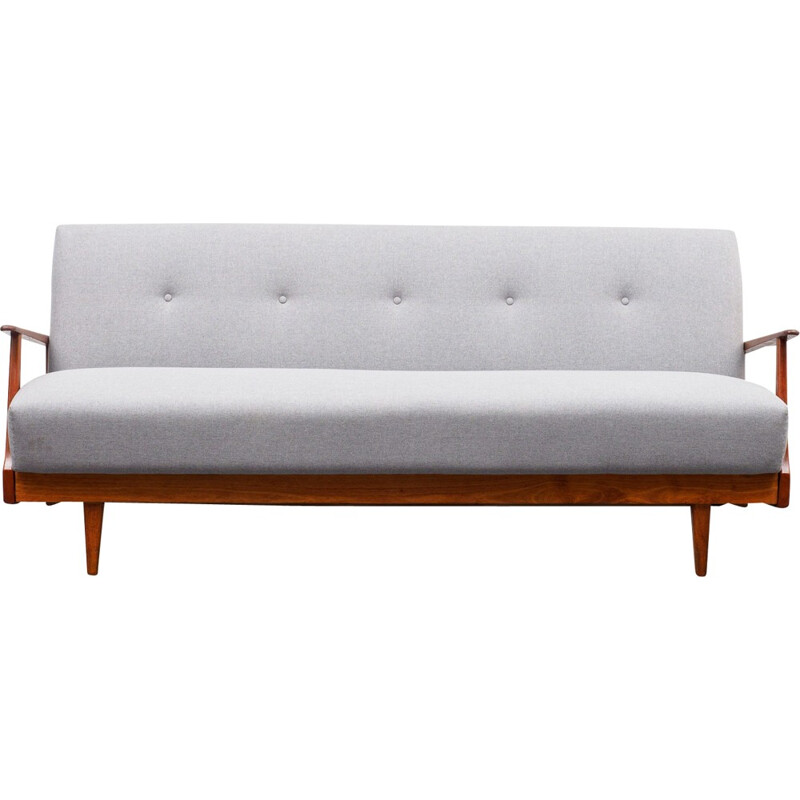 Vintage teak reupholstered sofa - 1960s