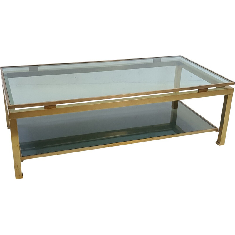 Coffee table in glass and brass by Guy Lefèvre for Jansen House - 1970s