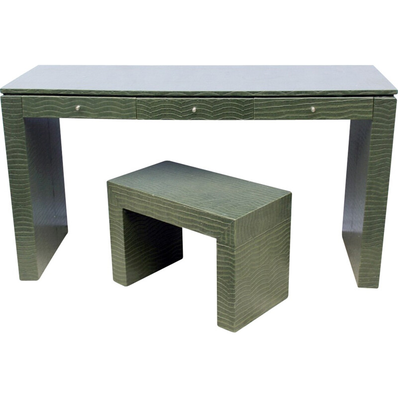 Desk and stool in imitation crocodile - 1970s